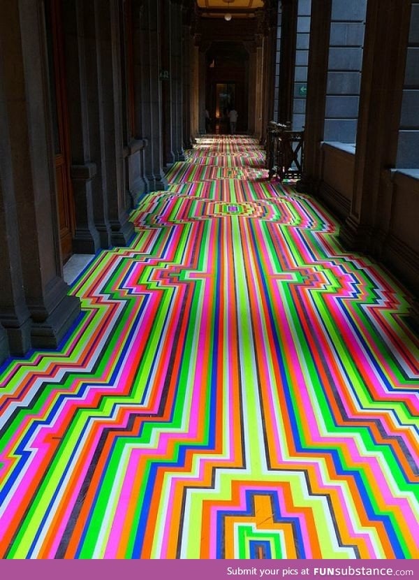 A beautiful, colorful abstract art floor in Mexico City
