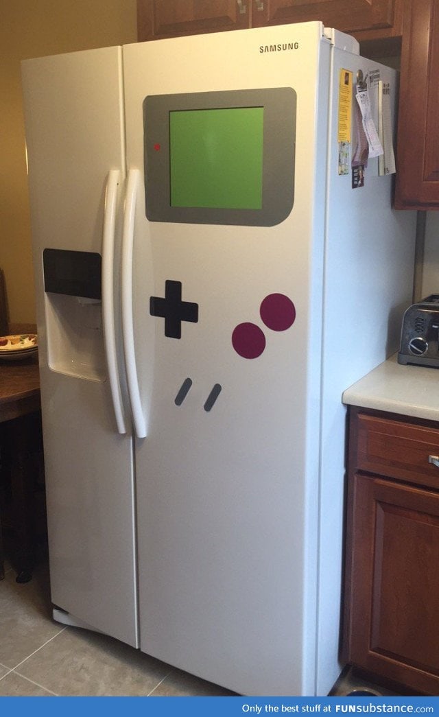 Fridge magnets that make it look like a giant game boy