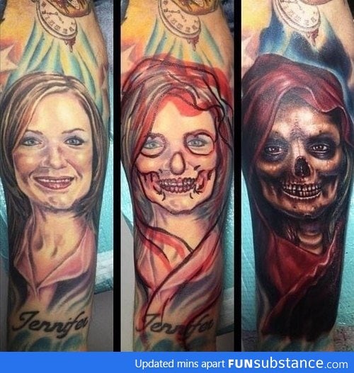 Well that sure is one way to cover up a tattoo of your ex