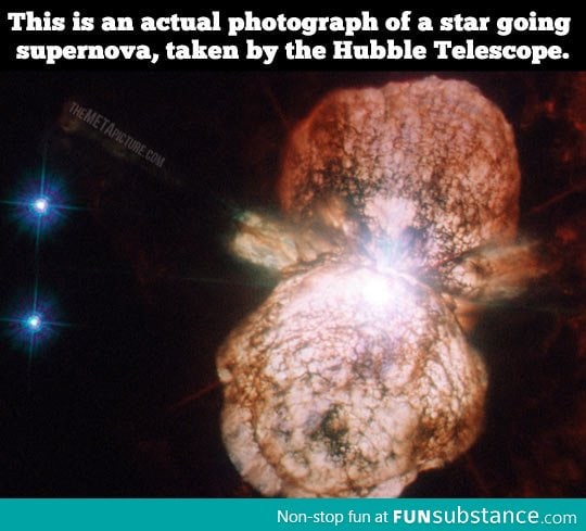 An actual photograph of a star going supernova