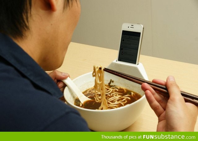 A bowl with an iPhone holder