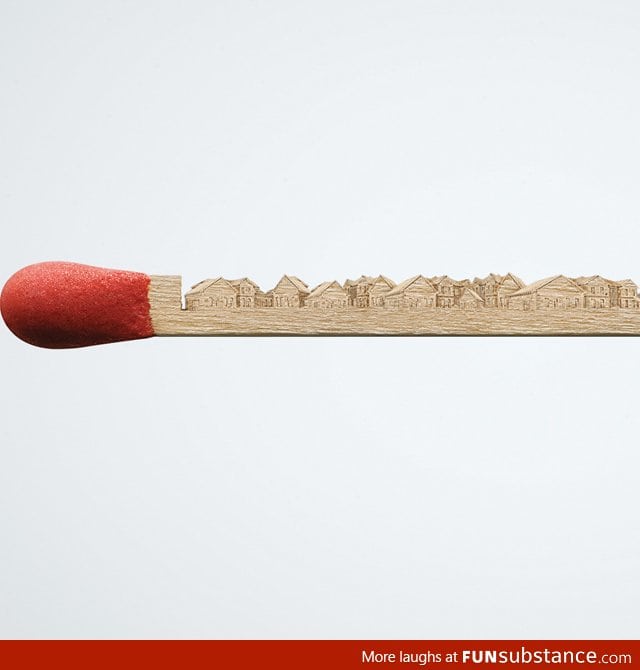 City carved on a matchstick