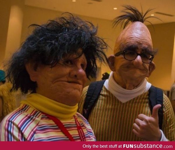 Creepy realistic Bert and Ernie cosplay