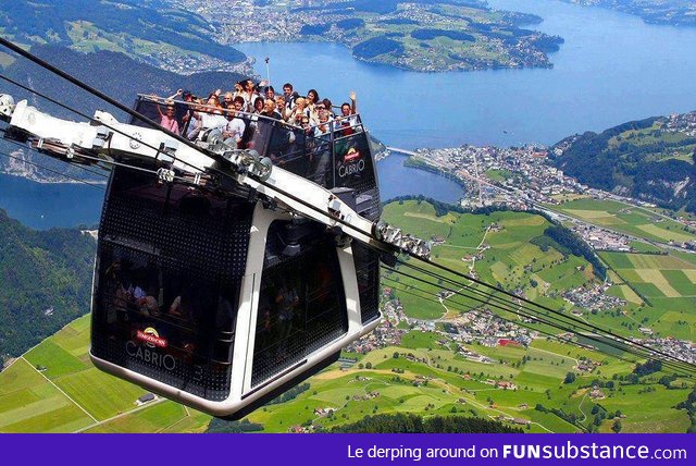 Double Decker Cable Cart over the Swiss Alps