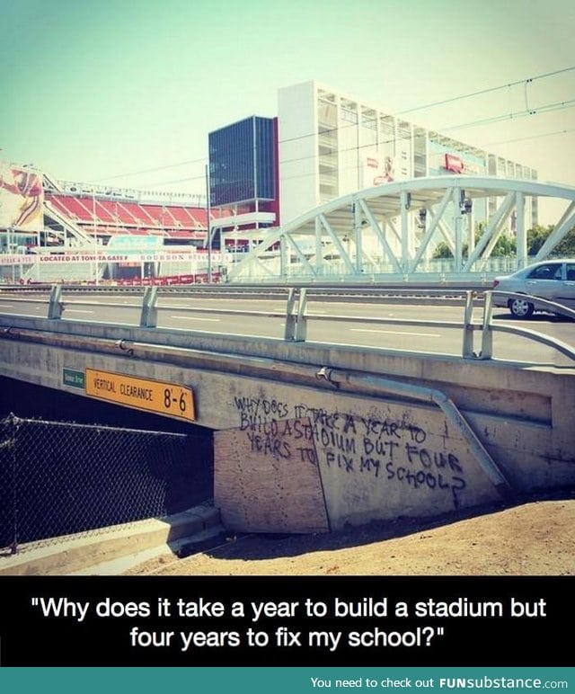 Graffiti out side of Levi stadium after its completion in 2014