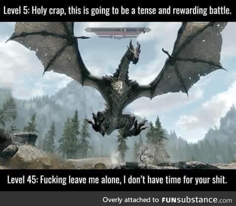 Sums up dragon fights in Skyrim