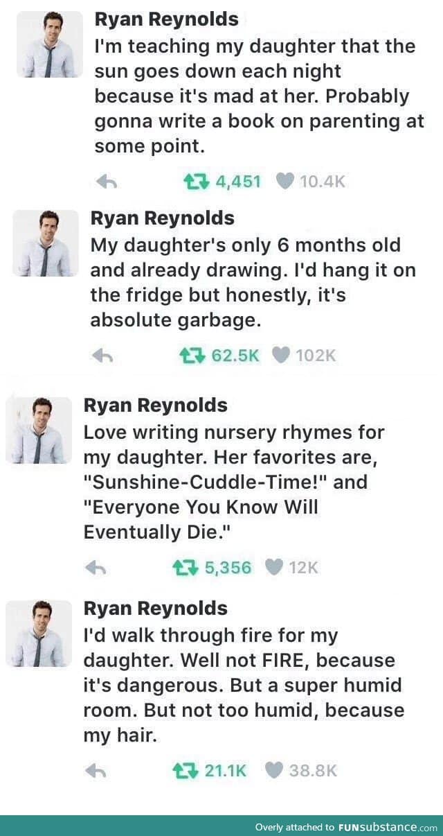 "How to be the most savage dad" a guide written by Ryan Reynolds