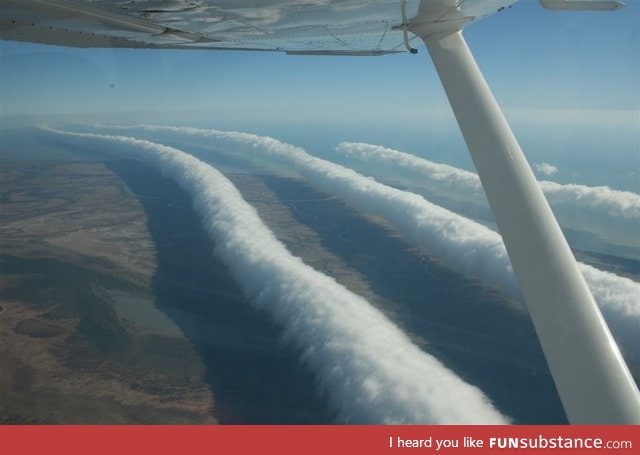 A rare meteorological phenomenon called the Morning Glory cloud