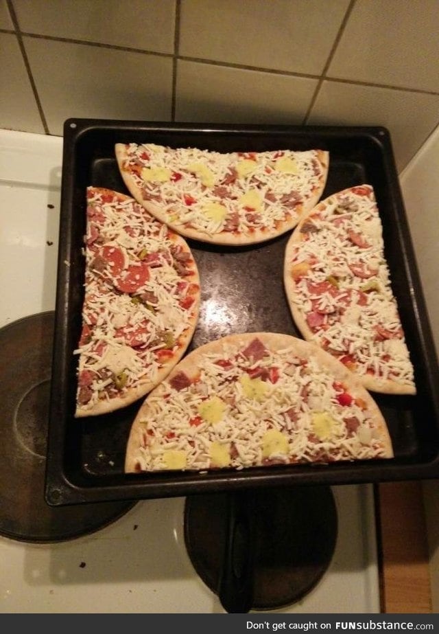2 pizzas in one pan