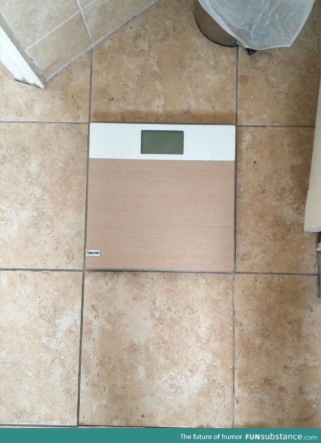 Bathroom scale fits the tile perfectly