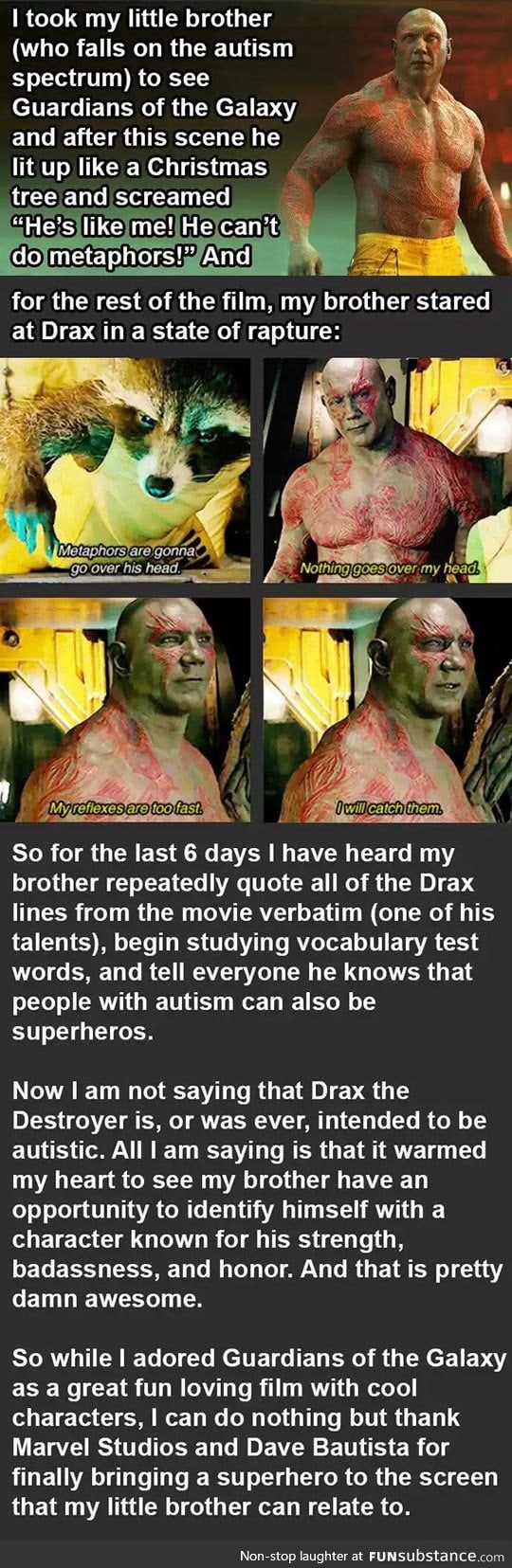 Guardians of the galaxy helps kid with autism