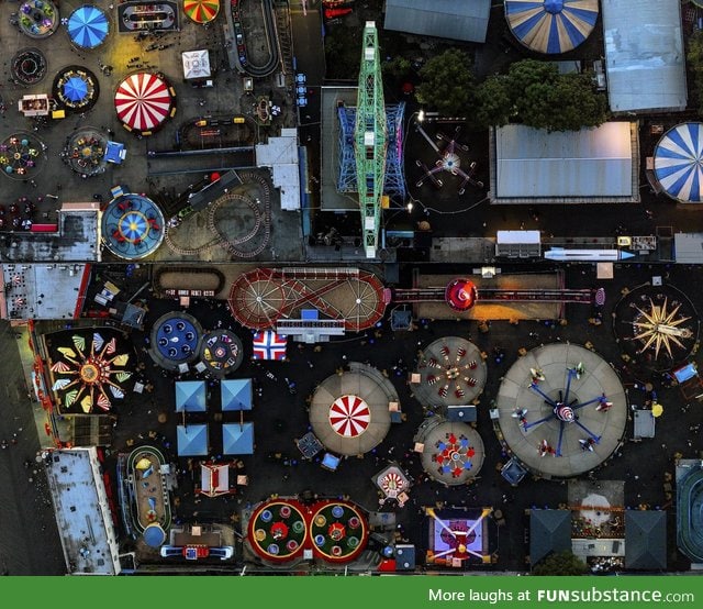 A bird's eye view of an amusement park