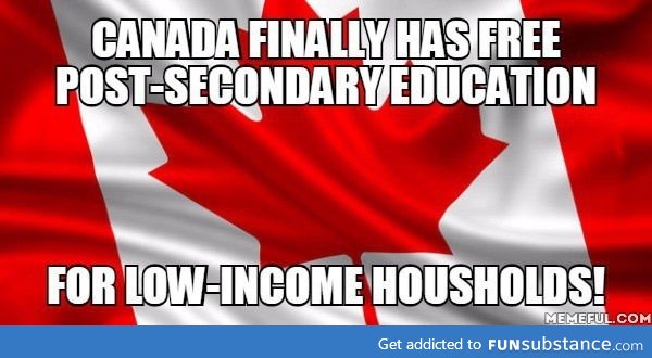 Yay! Well, not entire Canada - Just Ontario. Low income means less than $50k a year