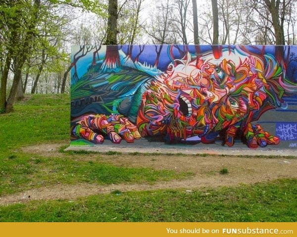 Graffiti that blends into its surroundings