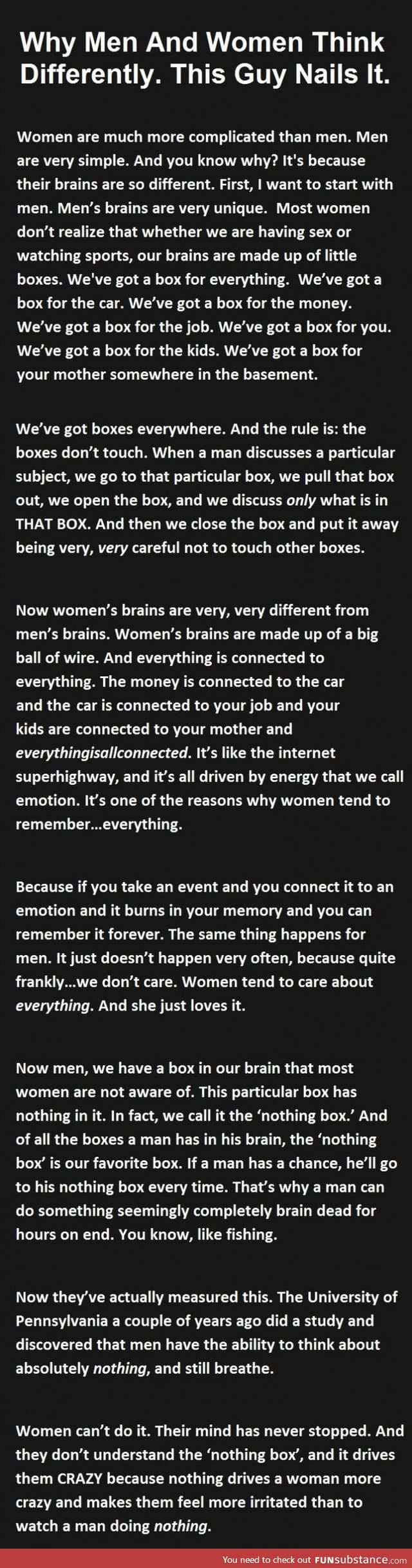 Why men and women think differently