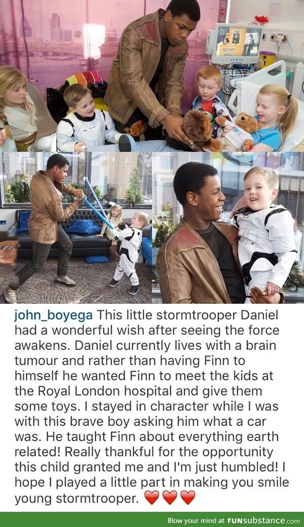 John Boyega visits a hospital as Finn