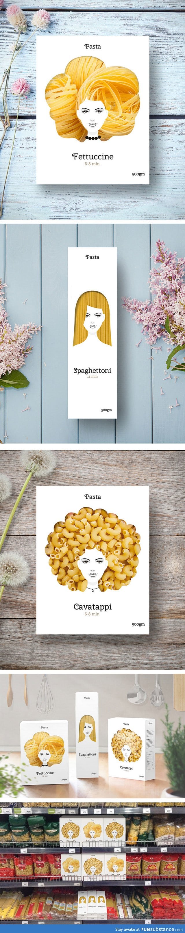 Creative Packaging Uses Pasta As Hairstyles