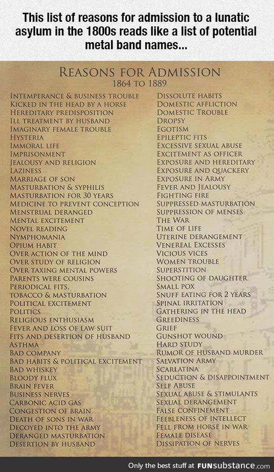 Quite the reasons for admission to an asylum