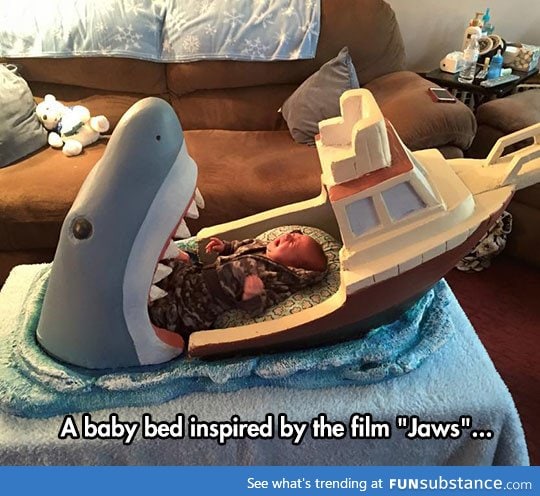 Jaws themed baby bed