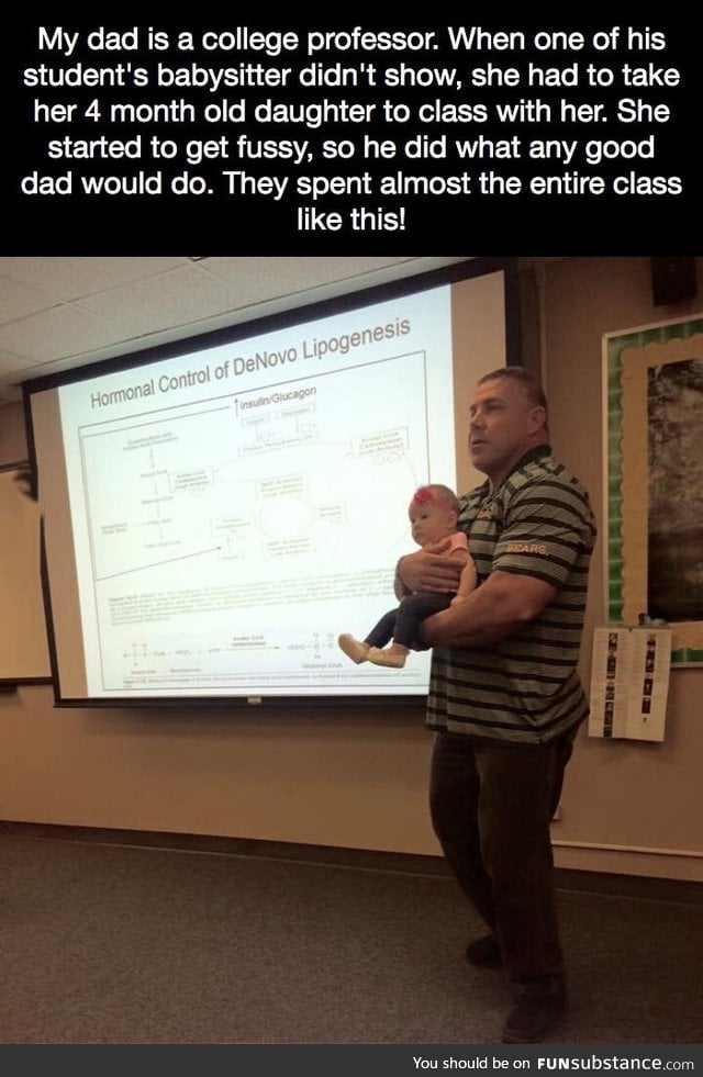 A college professor takes his baby daughter to class. So adorable!