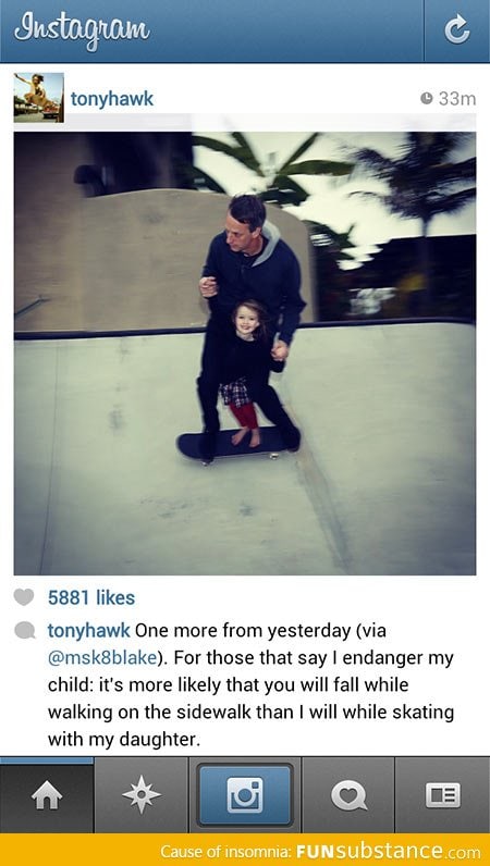 Tony Hawk on skating with his daughter