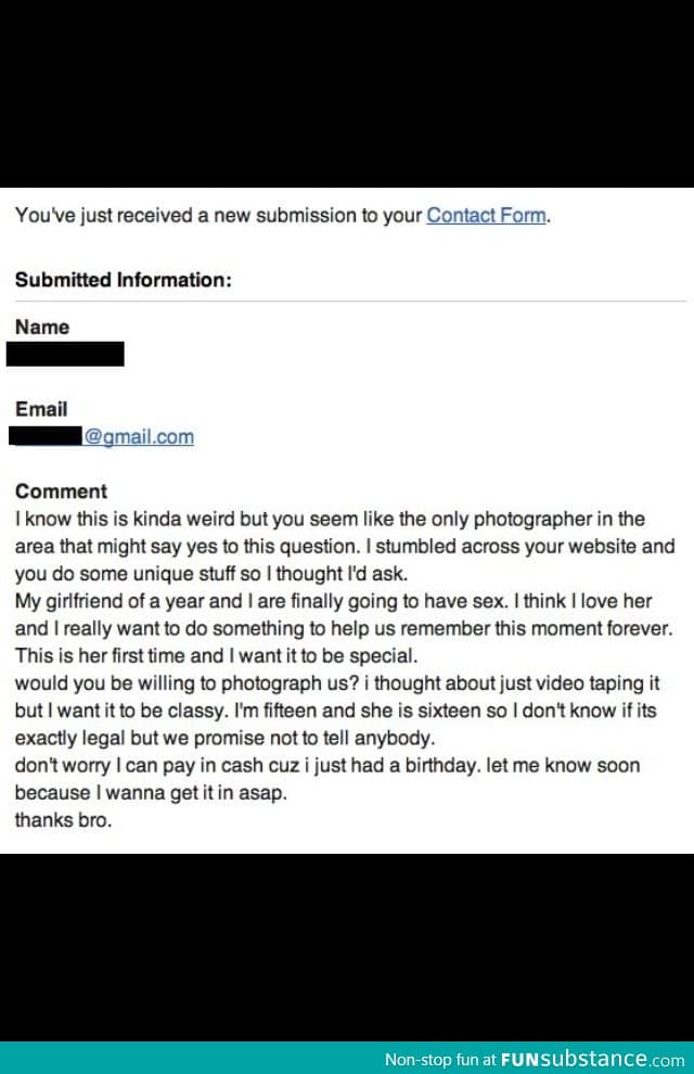 My friend is a photographer and he just got this email