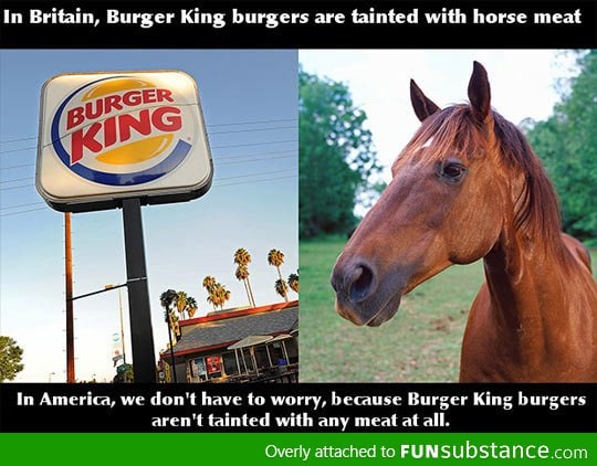 On Burger King serving horse meat