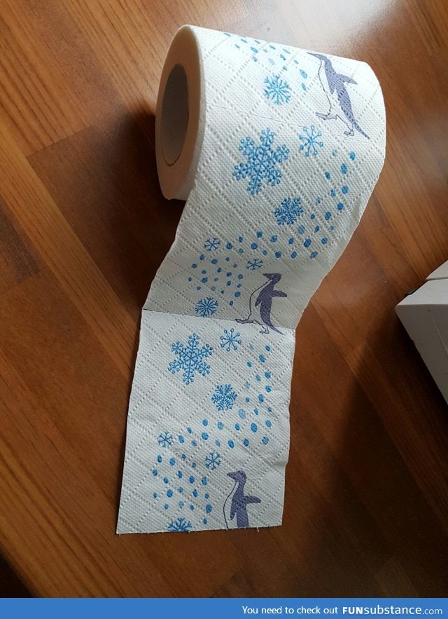The penguin on this toilet paper looks awkwardly familiar