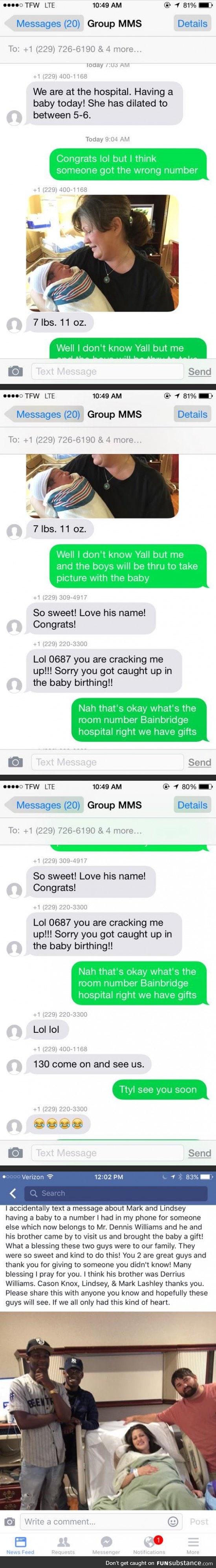 Texting the wrong number goes right