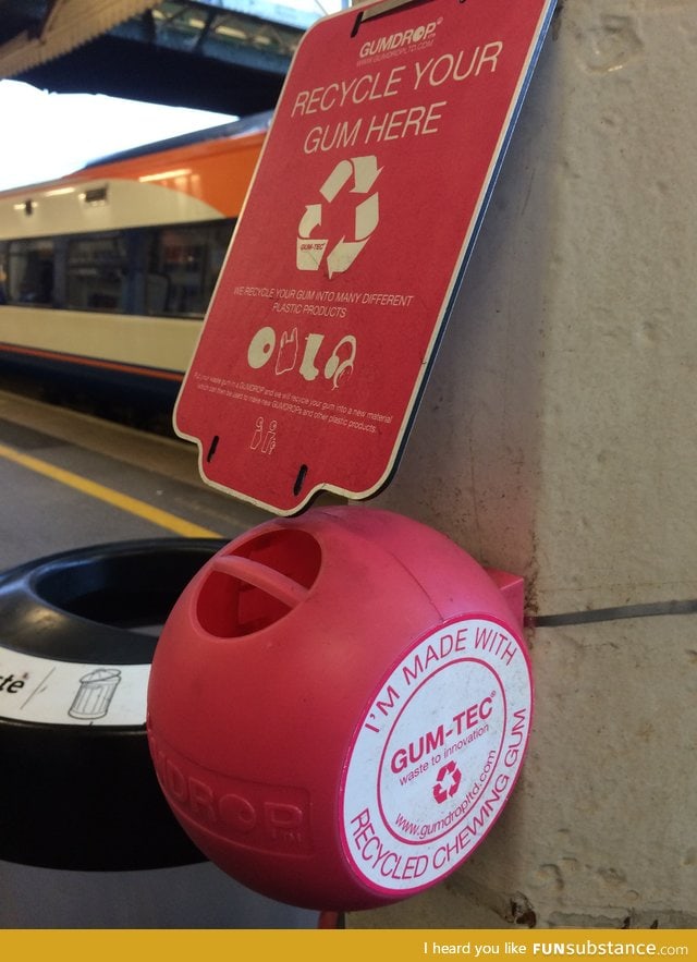 Chewing gum bin made from recycled chewing gum