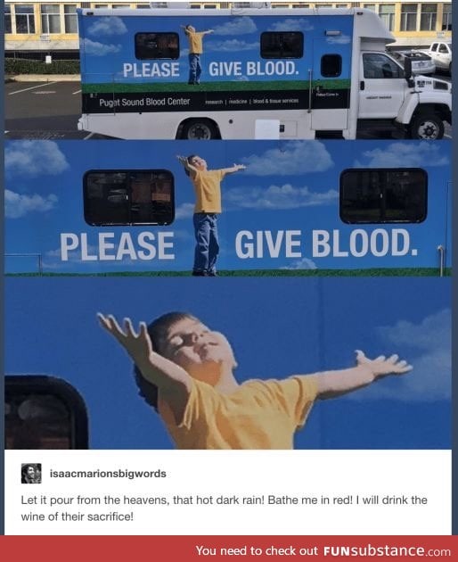 Hilarious "please give blood" ad