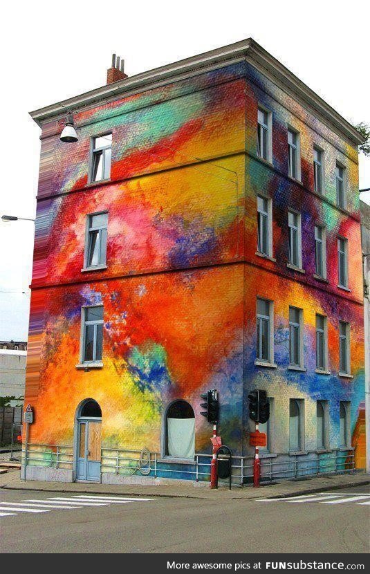 Colorful rainbow building