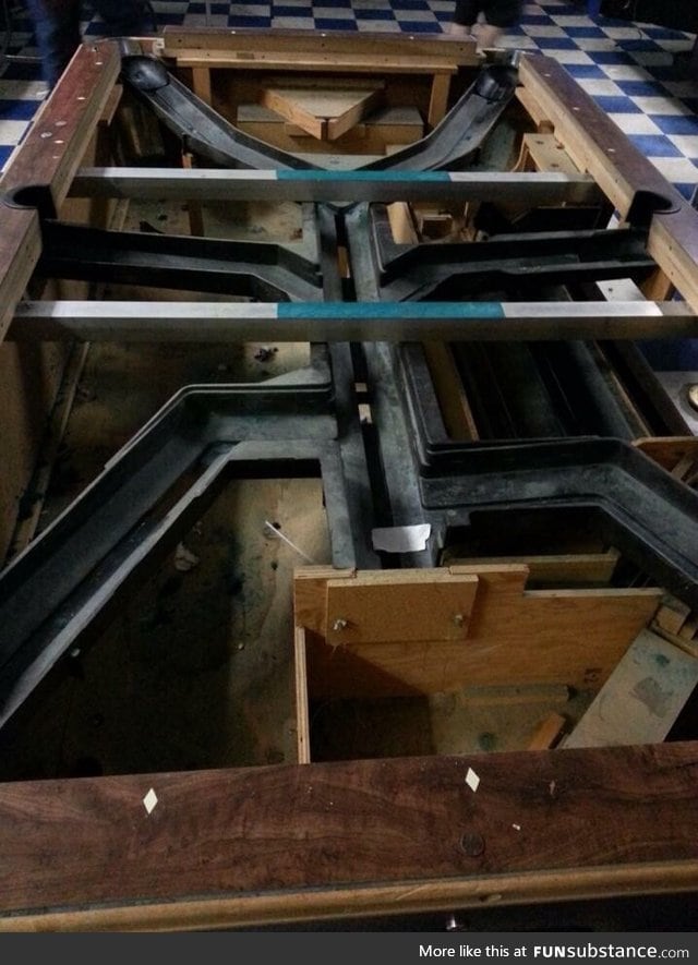 The inside of a pool table