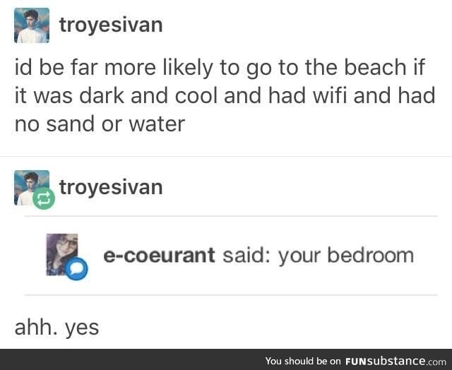 as someone who lives in Florida this is how I feel about the beach