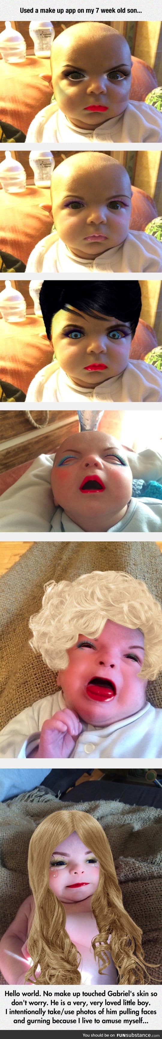 What happens you use a makeup app on a baby