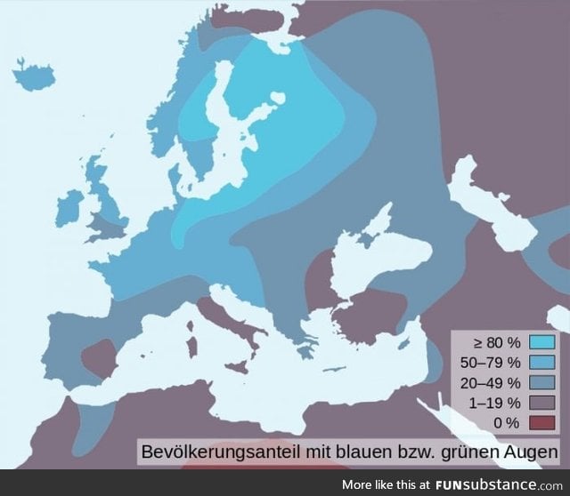 Distribution of blue eyes in Europe