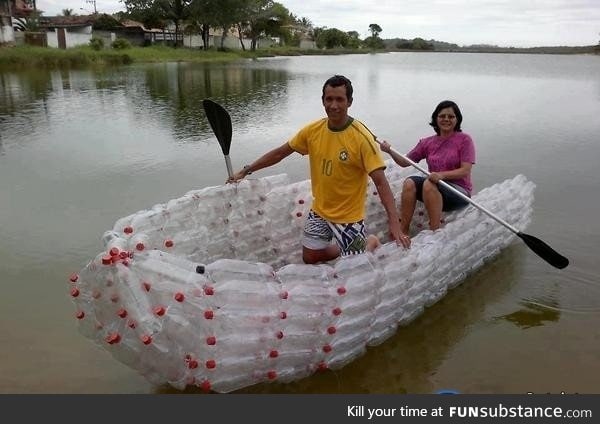 Making a boat from recycled soda bottles