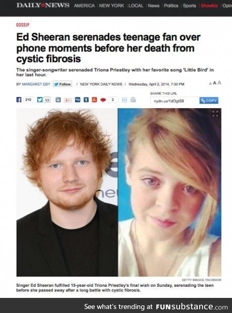 Ed Sheeran fulfills a dying wish
