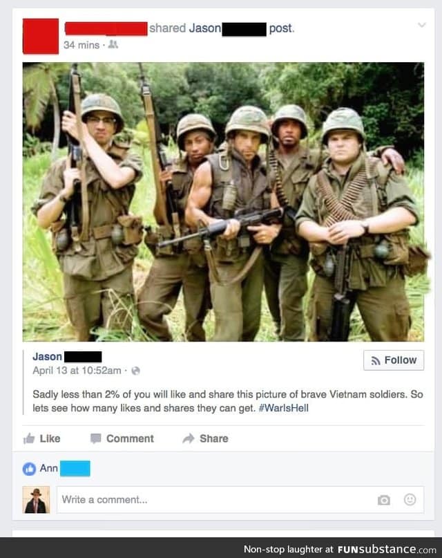 "Share this picture of brave Vietnam soldiers"