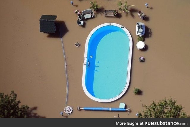 A pool that remained pristine during a flood