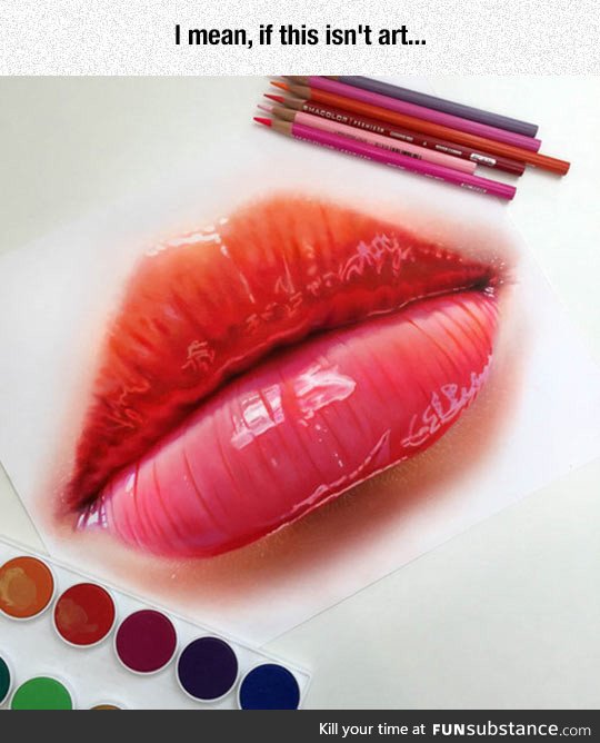 Super realistic lip drawing