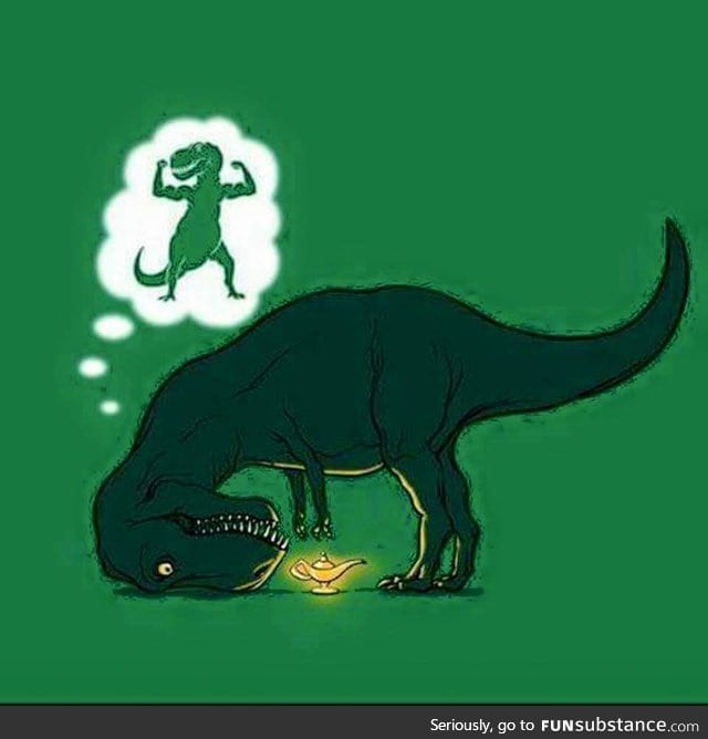 Poor T-rex, his dreams are just out of reach, much like everything else.