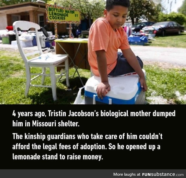 9-year-old boy sells lemonade to pay for his own adoption