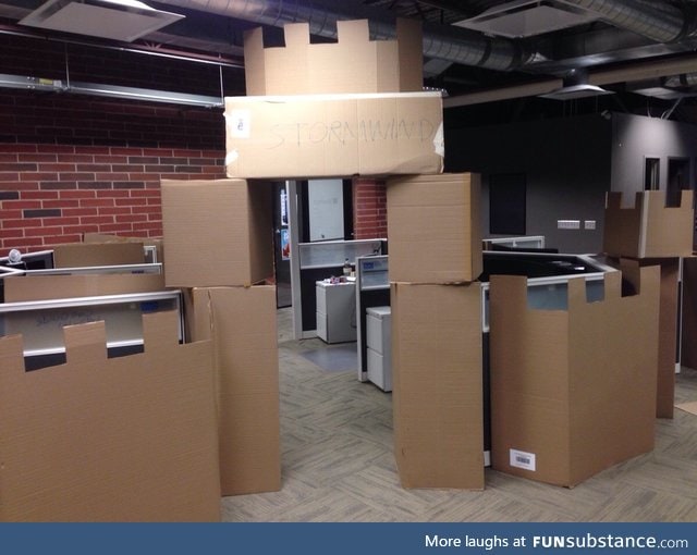 This is what happens when you give the IT guys cardboard boxes