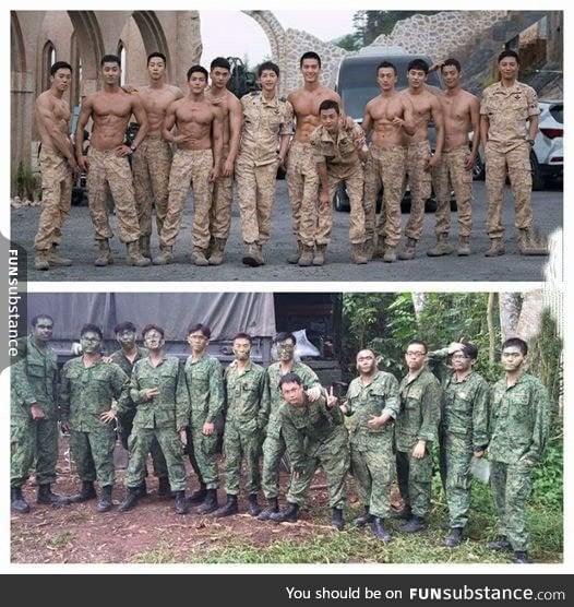 South Korean soldiers in drama vs real soldiers in reality