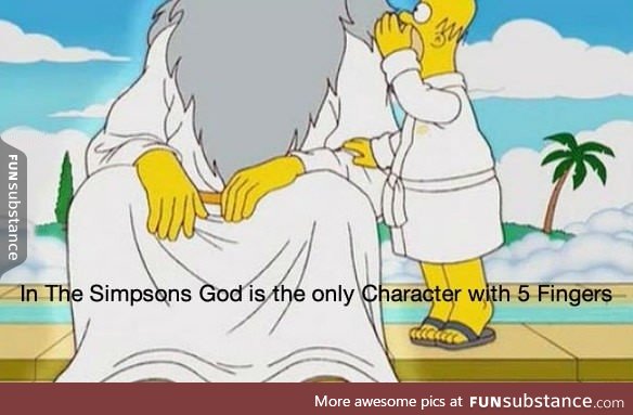 The only character in Simpsons with 5 Fingers