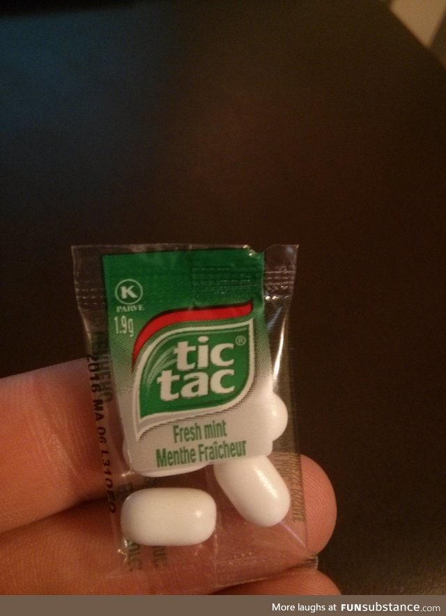 This very small pack of Tic-Tacs I got from the train