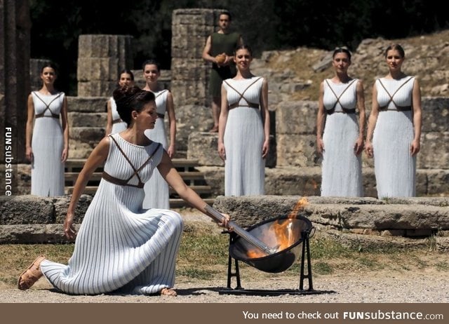 The dress rehearsal for the Olympic flame lighting ceremony for the Rio 2016 Olympic