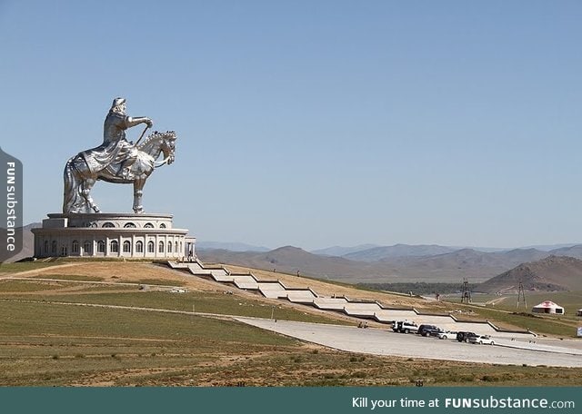 Genghis Khan statue on the Mongolian steepes