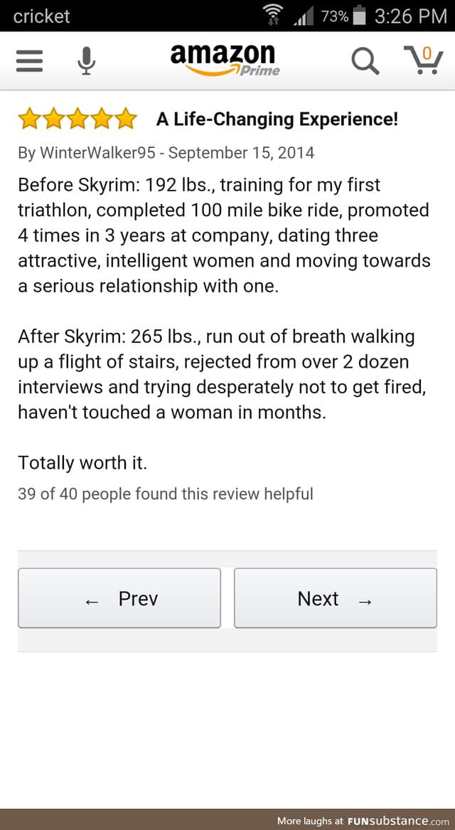Found this review of Skyrim on Amazon